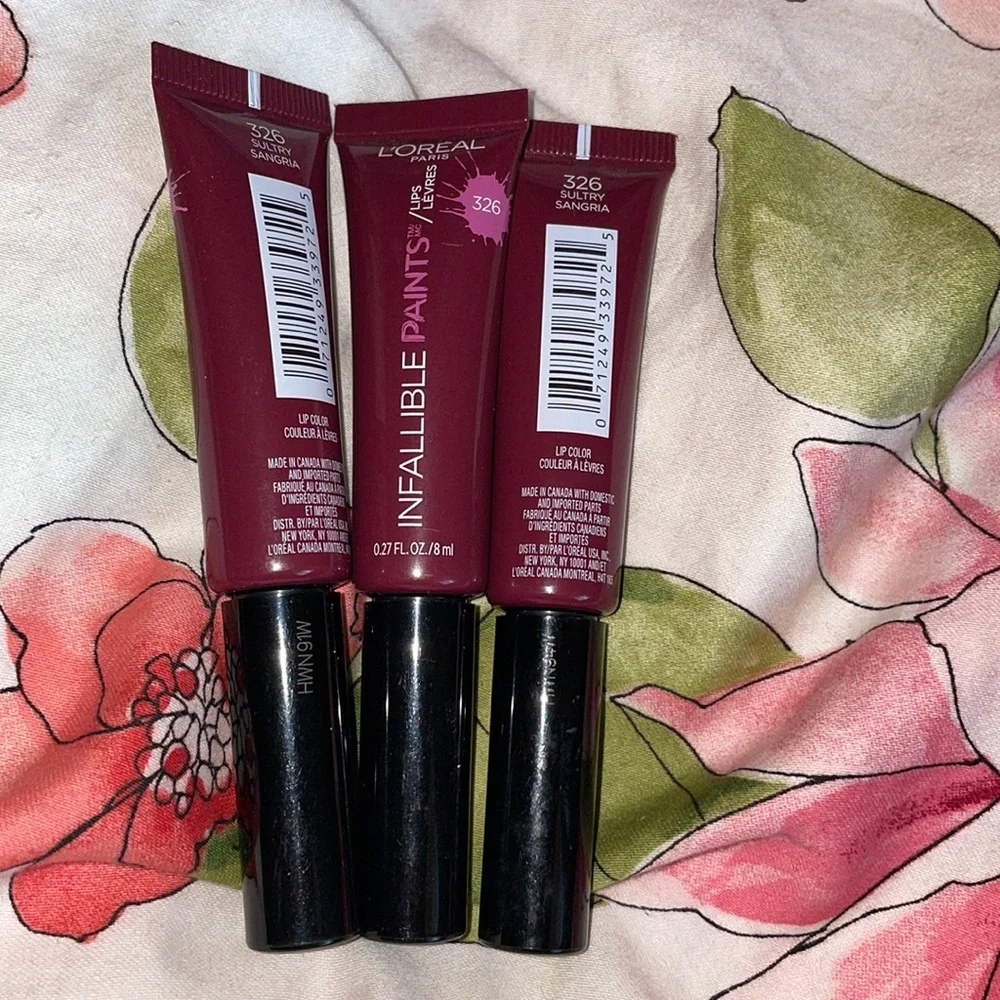 3 pcs BN Loreal Infallible Paint lipstick #326 Sultry Sangria”